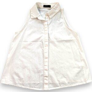3/$15 MOTF Sleeveless Collared Button-Down Blouse White Size Small